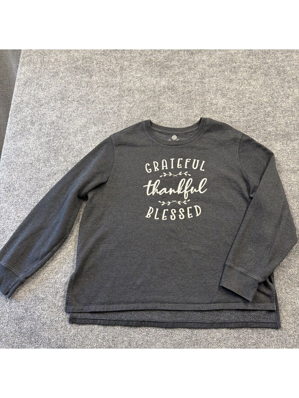 Positive Tease Size Xl Grateful Thankful Blessed Dark Gray womens Sweatshirt